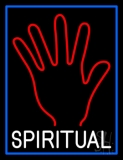 White Spiritual With Blue Border LED Neon Sign