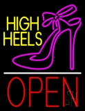 Yellow High Heels Open With Line LED Neon Sign