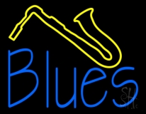 Blue Blues Yellow Saxophone LED Neon Sign