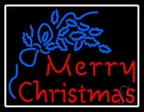 Blue Merry Christmas White Border LED Neon Sign