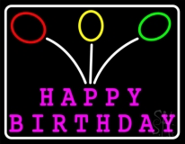Pink Happy Birthday LED Neon Sign