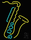 Saxophone Yellow Logo LED Neon Sign