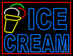 Double Stroke Blue Ice Cream Cone LED Neon Sign