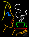 Girl Logo With Hot Coffee LED Neon Sign
