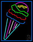 Multi Colored Ice Cream Cone Logo LED Neon Sign