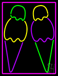 Purple Green Yellow Ice Cream Cone LED Neon Sign