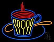 Coffee Glass With Spoon LED Neon Sign