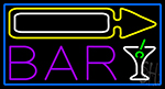 Bar With Wine Glass Arrow LED Neon Sign