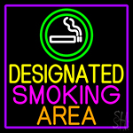 Designated Smoking Area With Purple Border LED Neon Sign