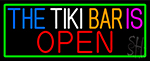 The Tiki Bar Is Open With Green Border LED Neon Sign