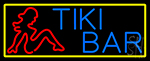 Tiki Bar Girl With Yellow Border LED Neon Sign