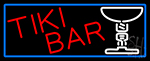 Tiki Bar Martini Glass With Blue Border LED Neon Sign