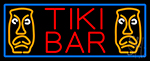 Tiki Bar Sculpture With Blue Border LED Neon Sign