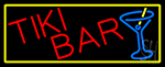 Tiki Bar Wine Glass With Yellow Border LED Neon Sign