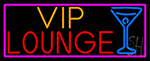 Vip Lounge And Martini Glass With Pink Border LED Neon Sign