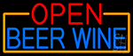 Open Beer Wine With Orange Border LED Neon Sign