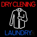 Red Dry Cleaning With Shirt Logo LED Neon Sign