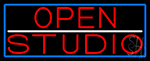 Red Open Studio With Blue Border LED Neon Sign