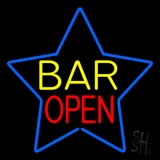 Yellow Bar Open Inside Blue Star LED Neon Sign