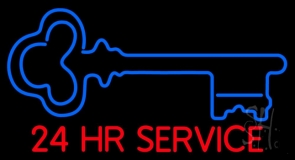 Key Logo 24hr Service LED Neon Sign