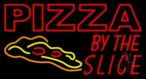 Red Pizza By The Slice Logo LED Neon Sign