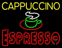 Yellow Cappuccino Red Espresso Logo LED Neon Sign