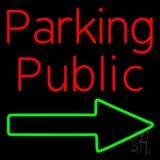 Red Public Parking With Arrow LED Neon Sign