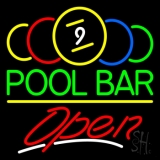 Green Pool Bar Open LED Neon Sign