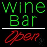 Green Wine Bar Open LED Neon Sign