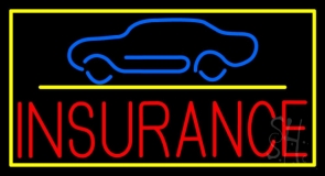 Car Logo Yellow Line Insurance With Border LED Neon Sign