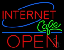 Internet Cafe Open Blue Line LED Neon Sign