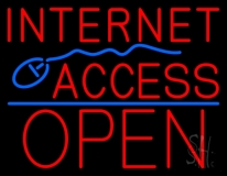 Internet Access Open With Mouse Logo LED Neon Sign