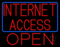 Red Internet Access Open With Blue Border LED Neon Sign