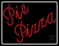 Red Pie Pizza With Border LED Neon Sign