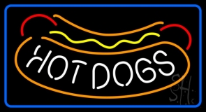Hotdogs With Blue Border LED Neon Sign