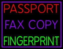 Passport Fax Copy Fingerprint With Border LED Neon Sign