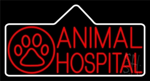 Red Animal Hospital Block Logo LED Neon Sign