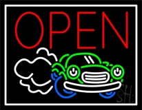 Car Wash Logo With White Border LED Neon Sign