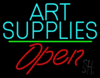 Turquoise Art Supplies With Open 2 LED Neon Sign