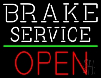 White Brake Service Open LED Neon Sign