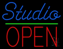 Blue Studio Red Open 3 LED Neon Sign