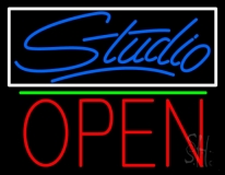 Blue Studio With Open 1 LED Neon Sign