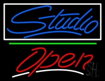 Blue Studio With Open 3 LED Neon Sign