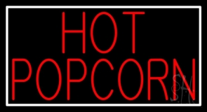 Red Hot Popcorn With Border LED Neon Sign