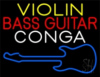 Violin Bass Guitar Conga 1 LED Neon Sign