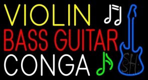 Violin Bass Guitar Conga 2 LED Neon Sign