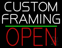 White Custom Framing With Open 1 LED Neon Sign