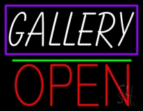 White Gallery With Border Open 1 LED Neon Sign