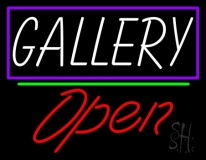 White Gallery With Border Open 2 LED Neon Sign