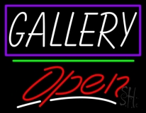White Gallery With Border Open 3 LED Neon Sign